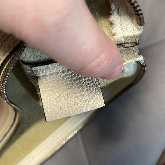 Gucci Cream Logo Zip Up Leather Suede Large Portfolio Pouch Clutch - Picture 15 of 16